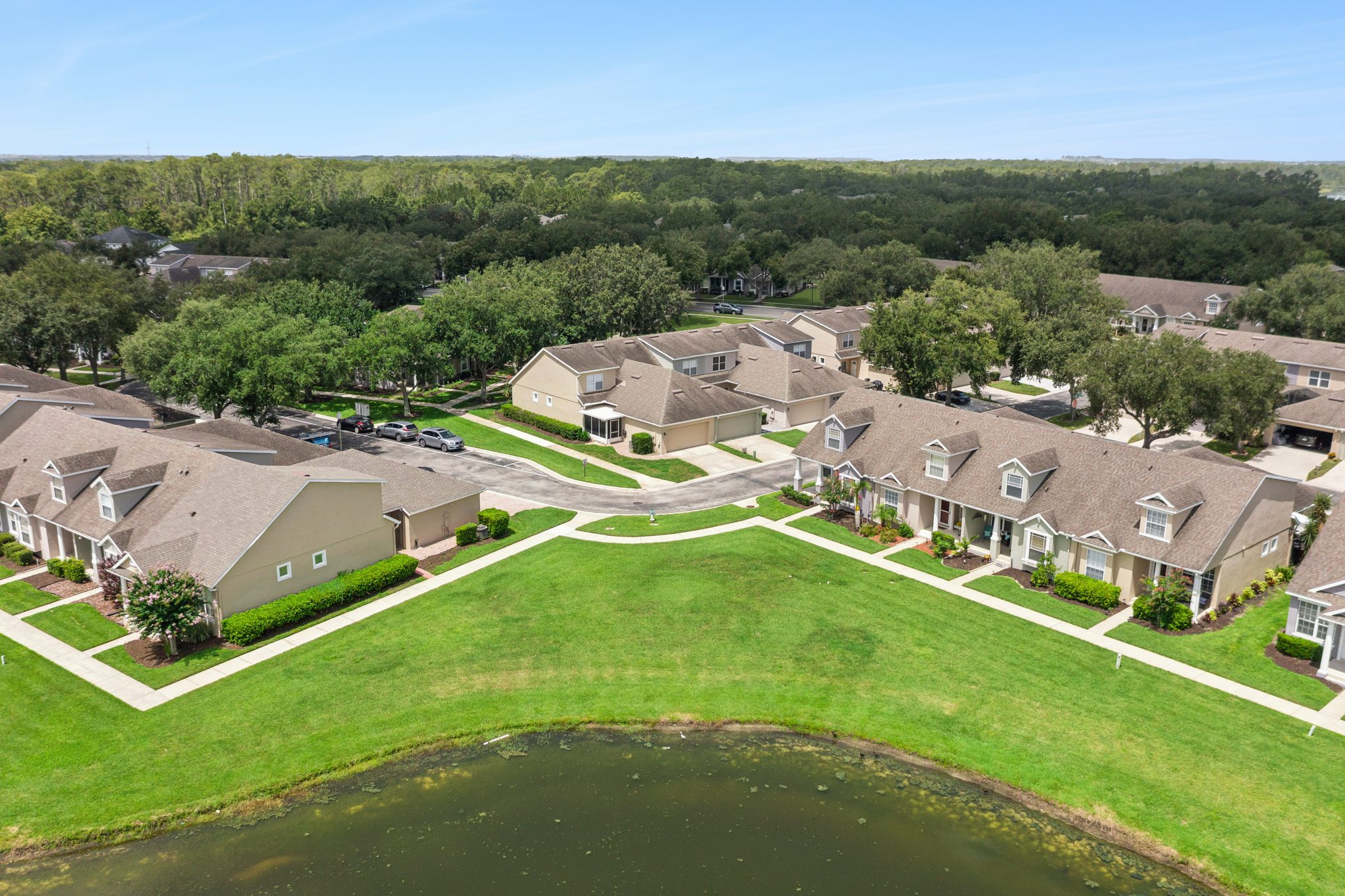 Aerial showing the open green space and community grounds at 13449 Carroway St, Windermere